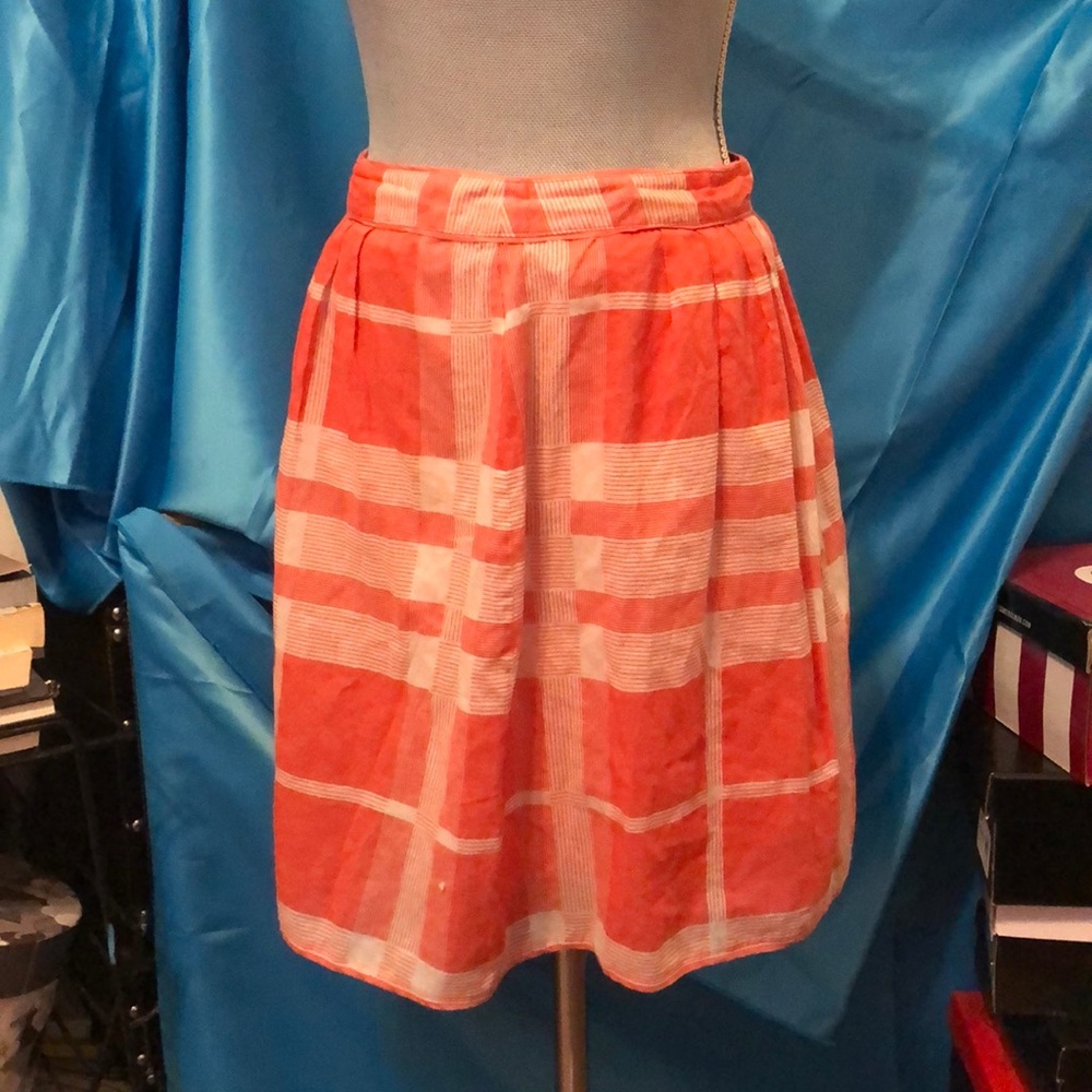 TALBOTS petites plaid orange circle skirt. EUC